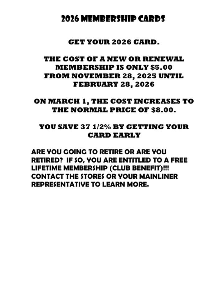 2026 Mainliner Membership sale