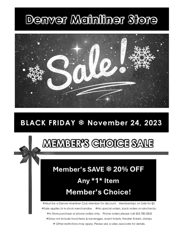 BLACK FRIDAY Sale November 24 DENVER MAINLINER CLUB