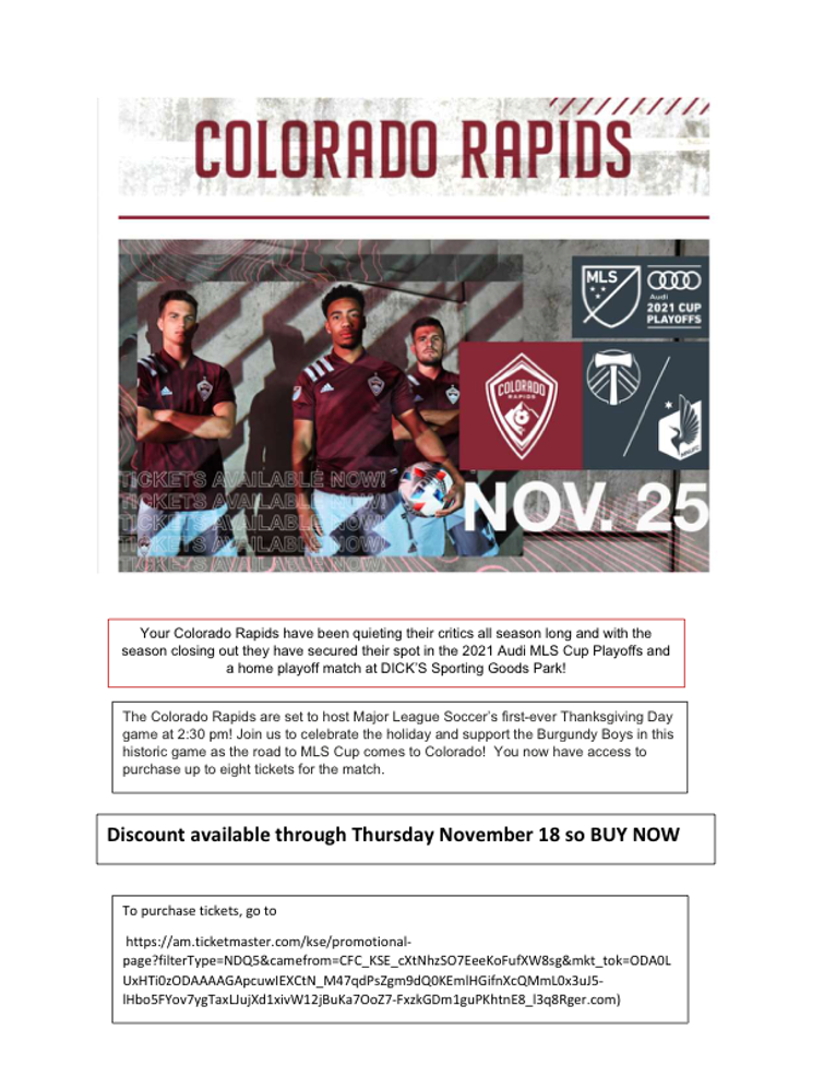 Colorado Rapids Playoffs 2021 - Nov 25 game