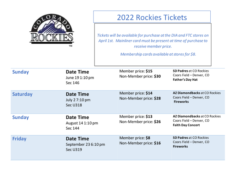 Colorado Rockies games 2022