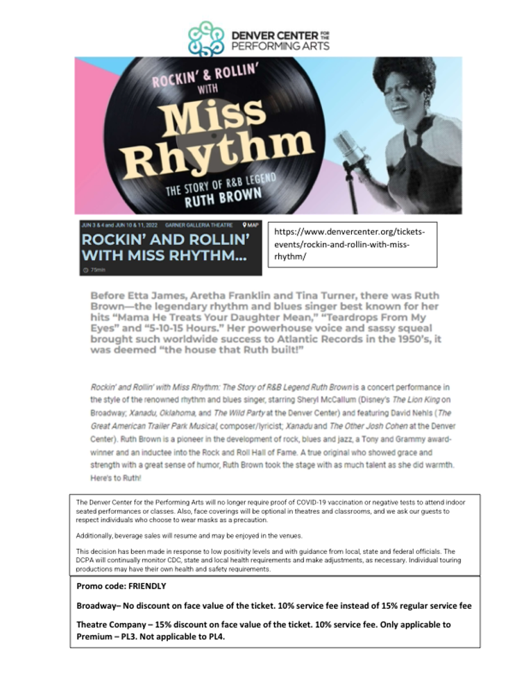 Denver Center - Rockin and Rollin with Miss Rhythm 2022