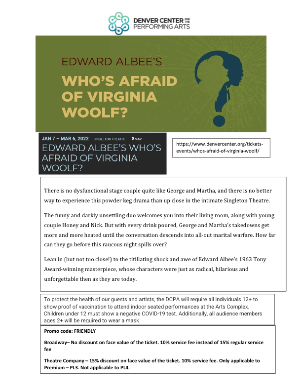 Denver Center - Who's Afraid of Virginia Woolf - 2022