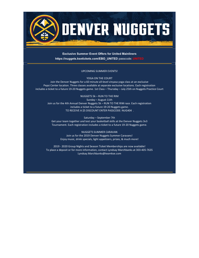Denver Nuggets - 2019 Summer Events