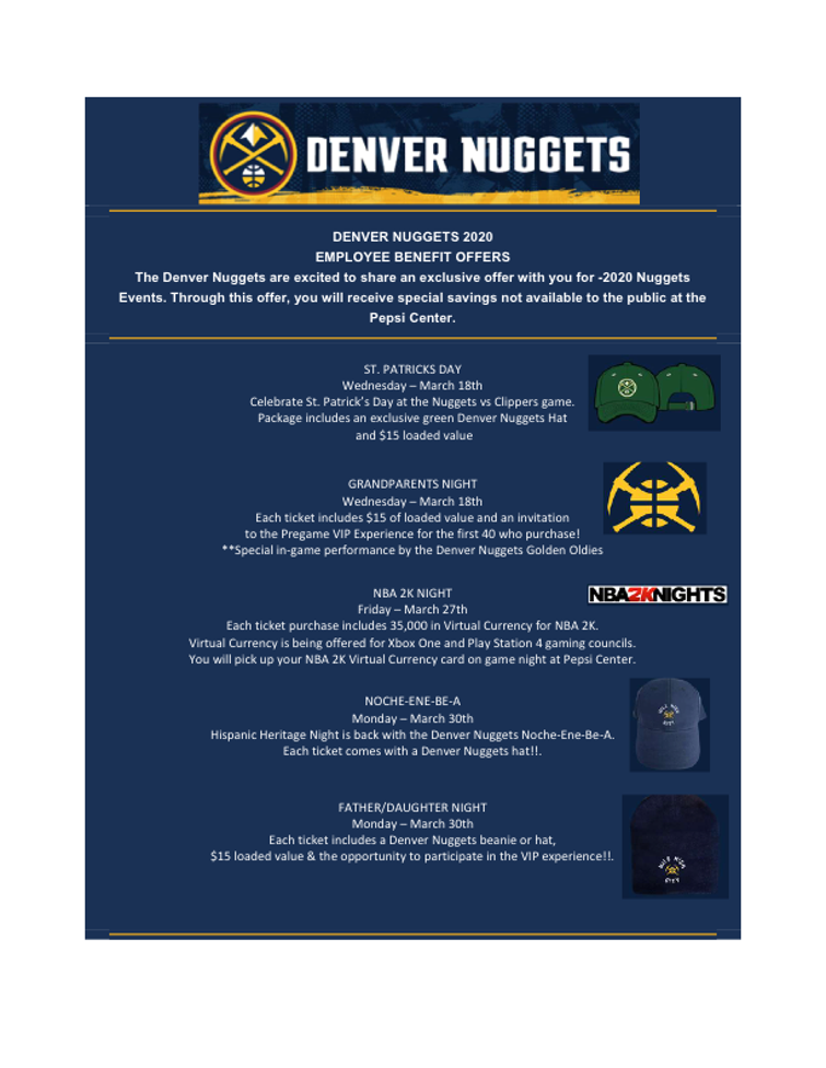 Denver Nuggets only - 2020 - late Mar events
